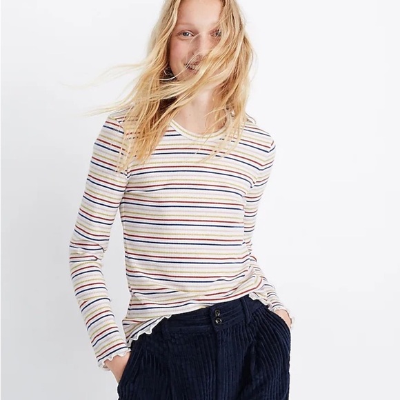 Madewell Tops - Madewell Long-Sleeve Baby Tee in Shimmer Stripe